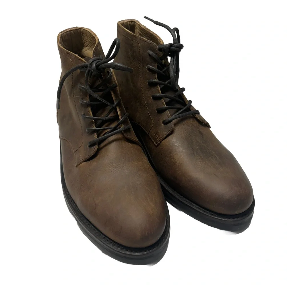 NWOT Rhodes Footwear The Dean Boot Lace Up Leather Brown Sz 9.5